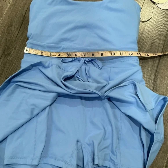 NWT BLOGILATES Women’s Game Set Match Halter Active Dress. Blue S - Picture 9 of 13